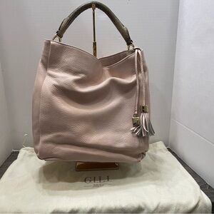 G.I.L.I. Pink Leather Women's Bag. Shoulder bag. Pebbled leather. Used.